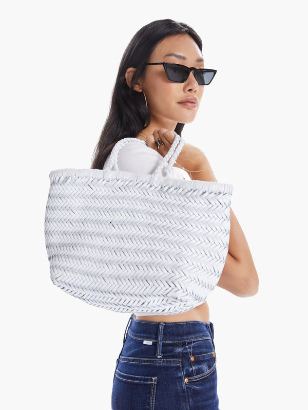 Basket Case Goa Small Leather Tote - White